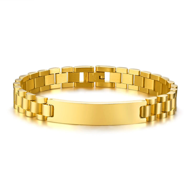 Vnox Customize TO DAD Bracelets for Men Glossy Stainless Steel Link Chain Engrave Thanks Quotes Casual Qualified Jewelry Gift