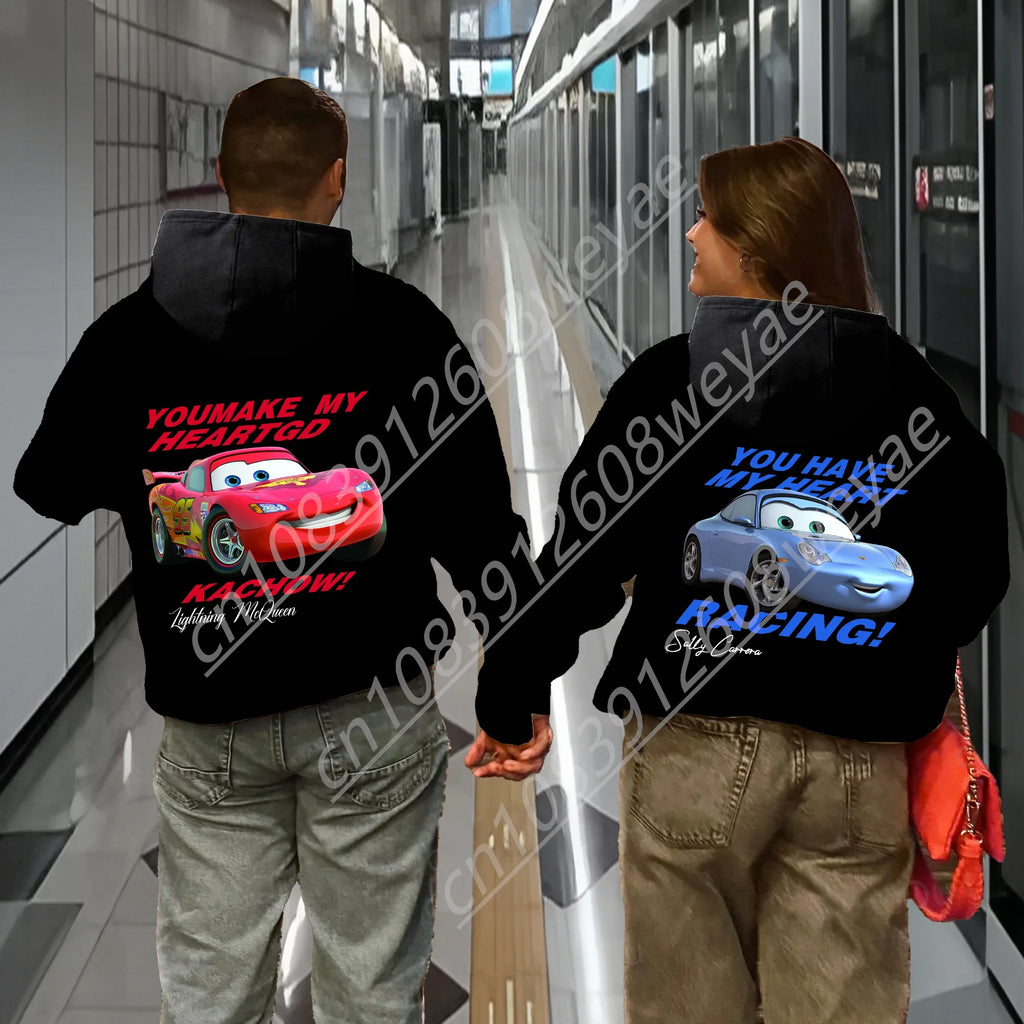2025 The Cars Lightning McQueen&SALLY Summer Cotton Hoodies Oversized Suit For Adult/Kids Sweatshirt couple's outfit