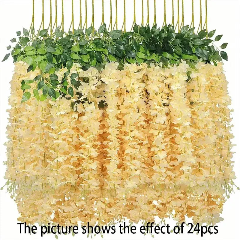 12pcs Wisteria Vine Artificial Flowers Wholesale Trailing Fake String for Home Wedding Party Decor Silk
