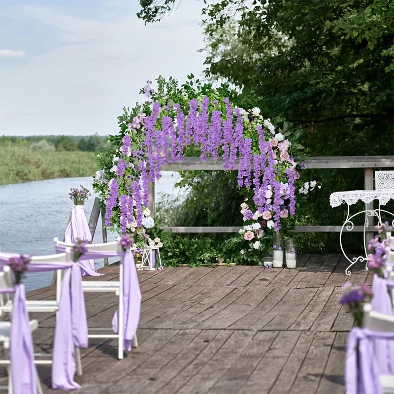 12pcs Wisteria Vine Artificial Flowers Wholesale Trailing Fake String for Home Wedding Party Decor Silk