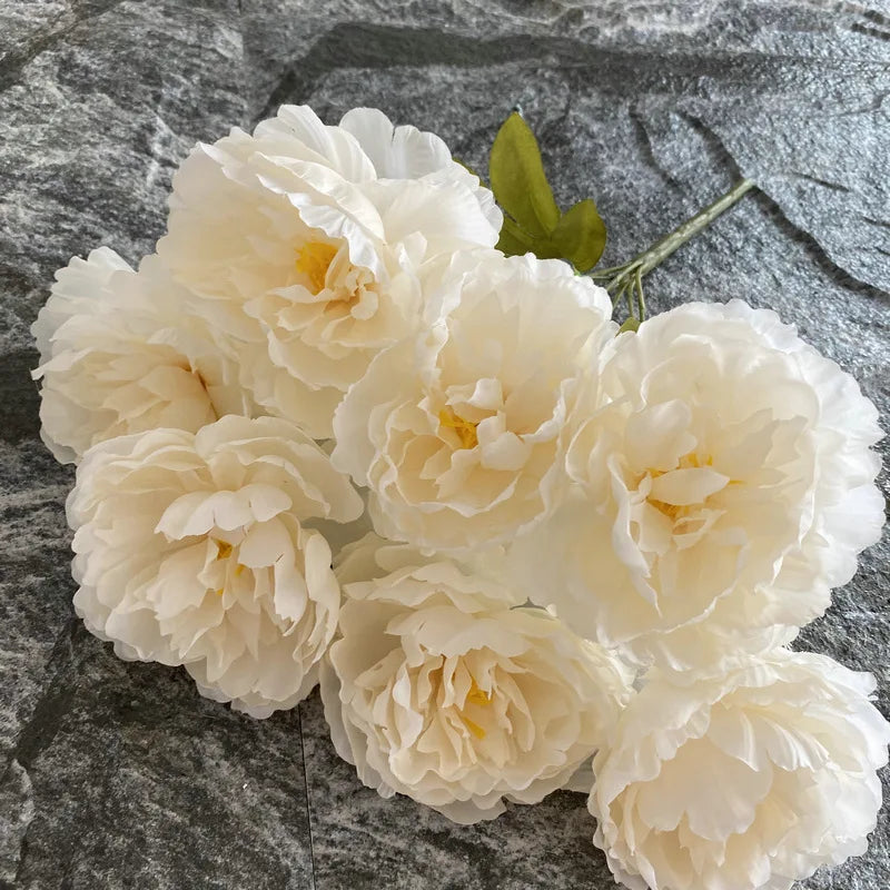 42CM New 7-head Peony Flower Simulation Bouquet Living Room Home Decoration Indoor Wedding Table Fake Artificial Flowers Cheap