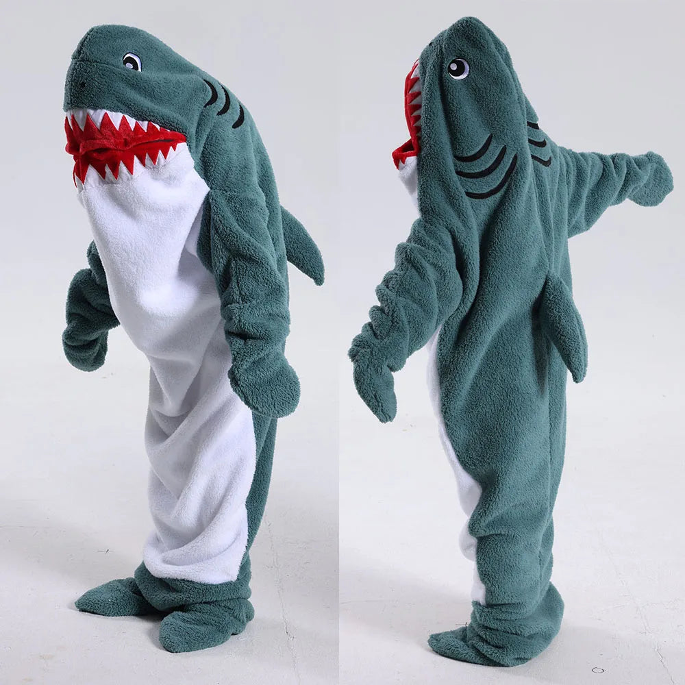 Halloween Shark Costume Kids Pajamas One Piece Hooded Jumpsuits Animal Kigurumi Footed Pajama Children's Sleepwear Kids Pyjamas