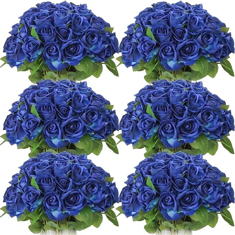 100 Pieces Artificial Roses Flowers Fake Silk Roses Bouquet for Table Centerpiece Vases Wedding Party Decor