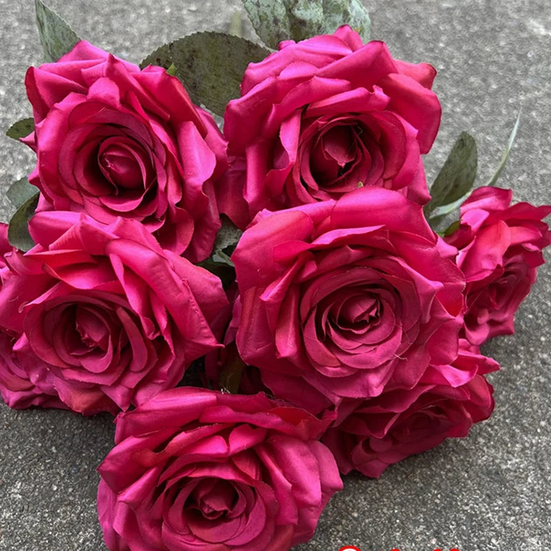 9 Heads/1 Bunch Diamond Rose Artificial Floral Bride Bouquet diy Wedding Flower Wall Accessories Party Gift Home Decor Props