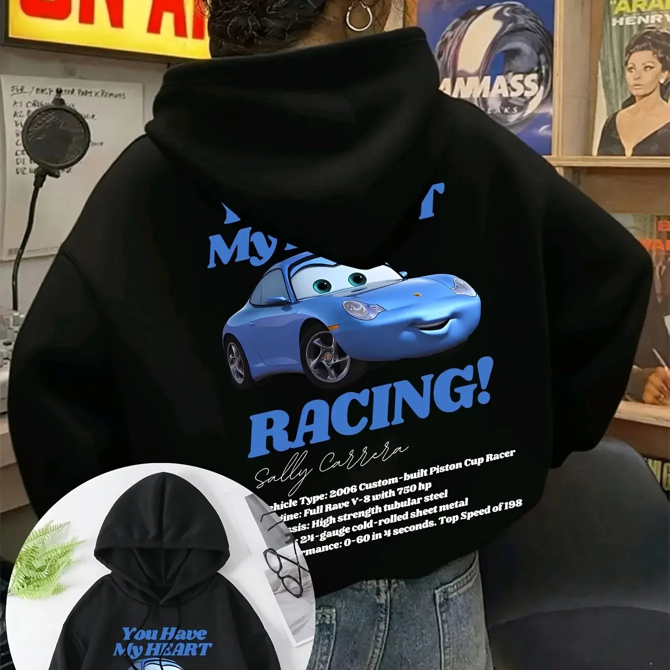 Harajuku Men Women Sally I'm Lightning Cars McQueen Graphic Hoodies Accessories Couple Top Pullover Sweatshirt Harajuku Clothing