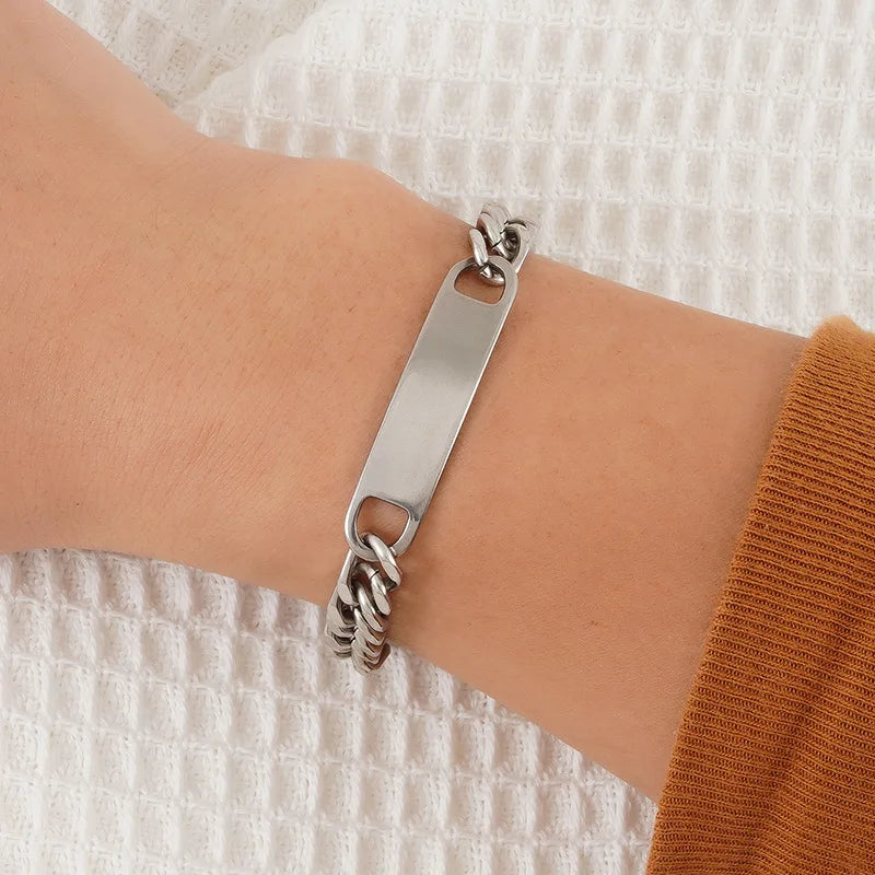 Personalized Men's Bracelet Customized Adjustable Bangle Stainless Steel Name Any Text Engraved Bracelet Birthday Gift for Him