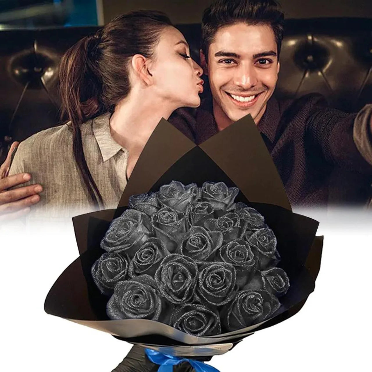 10/30 pcs 7/6 cm Glitter artificial flower rose Mother's/Valentine's Day girl friend wife DIY bouquet gifts for wedding Birthday