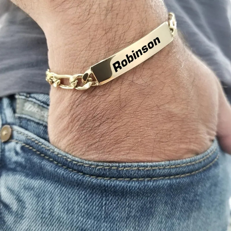 Personalized Men's Bracelet Customized Adjustable Bangle Stainless Steel Name Any Text Engraved Bracelet Birthday Gift for Him