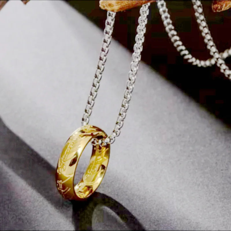 Titanium Steel Lord of The Rings Engraving Fast Fading Titanium Steel Couple Ring Hand Jewelry Wholesale