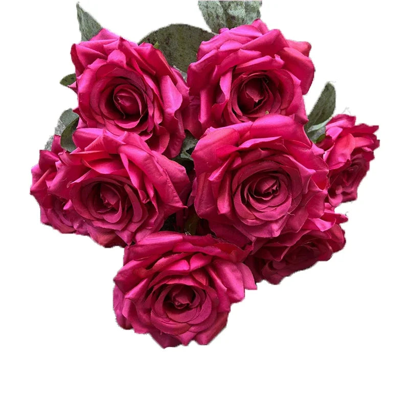 9 Heads/1 Bunch Diamond Rose Artificial Floral Bride Bouquet diy Wedding Flower Wall Accessories Party Gift Home Decor Props