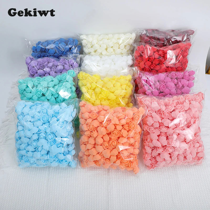 100/500pcs 3.5cm Artificial Rose Heads Foam Rose Artificial Flowers for Rose Bear Valentine Gift Wedding Party