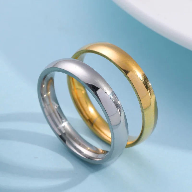 Classic 4mm Curved Stainless Steel Couple Ring Charm Men Women Titanium Steel Rings Best Party Gift Jewelry