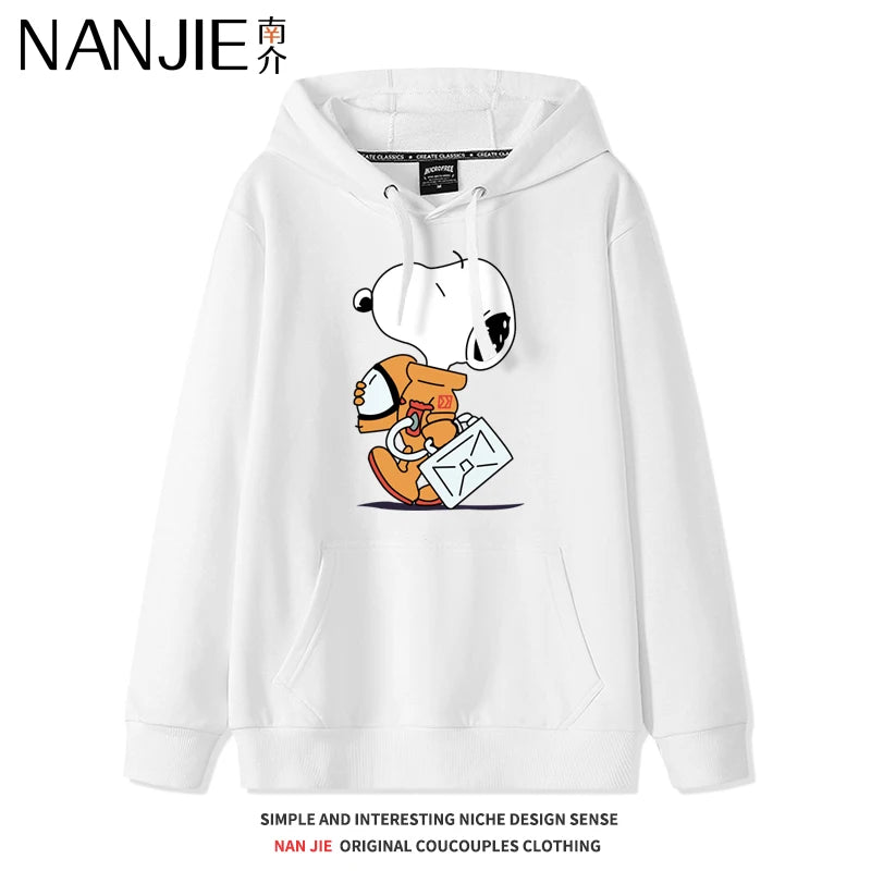 New Cartoon Snoopy Print Pullover Hooded Sweetheart Women's Cute Cartoon Loose Top Coat Hoodie Couple Casual Versatile Fashion