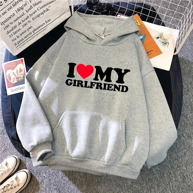 2025 Hot Sale Couple Hoodie Classic Love BF GF Printed Sweatshirt All Season Man Woman Home Outdoor Casual Sporty Loose Pullover
