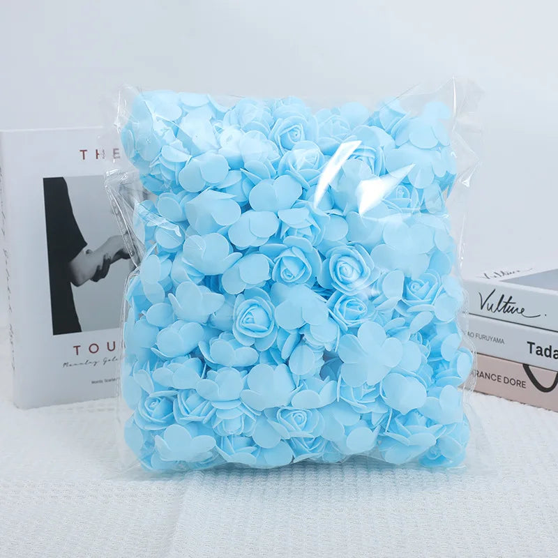 100/500pcs 3.5cm Artificial Rose Heads Foam Rose Artificial Flowers for Rose Bear Valentine Gift Wedding Party