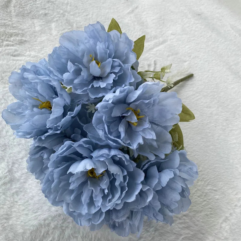 42CM New 7-head Peony Flower Simulation Bouquet Living Room Home Decoration Indoor Wedding Table Fake Artificial Flowers Cheap