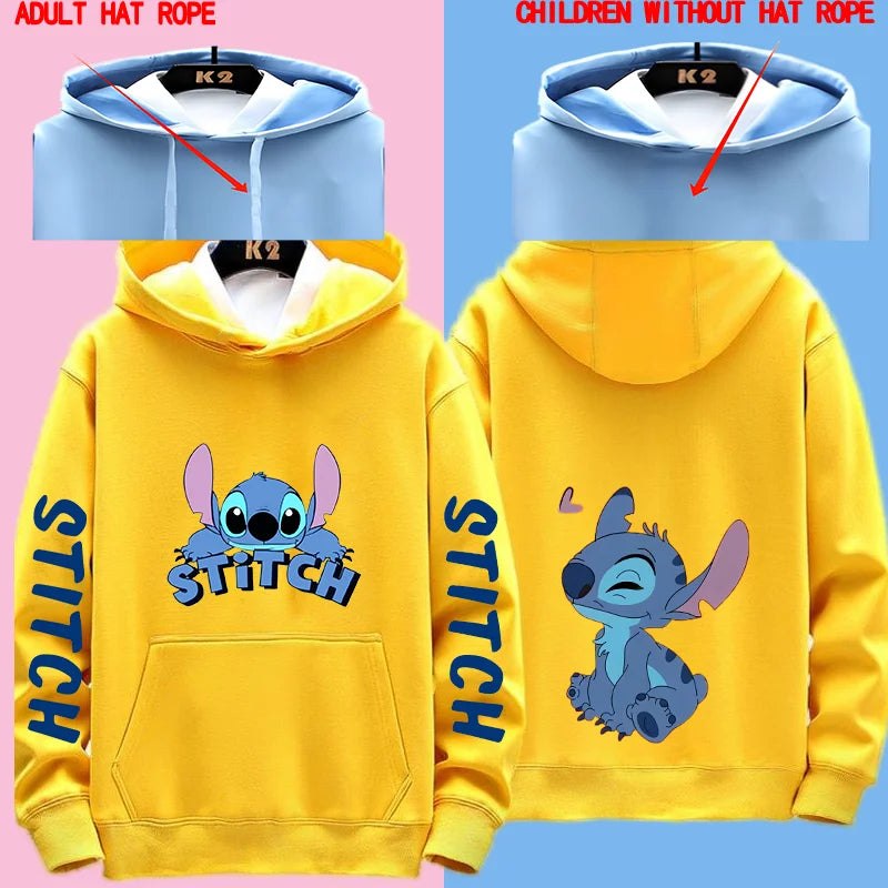 Miniso Funny Anime Autum Winter Men Women Hoodie Children Clothe Kid Girl Boy Lilo and Stitch Sweatshirt Manga Hoody Baby Casual