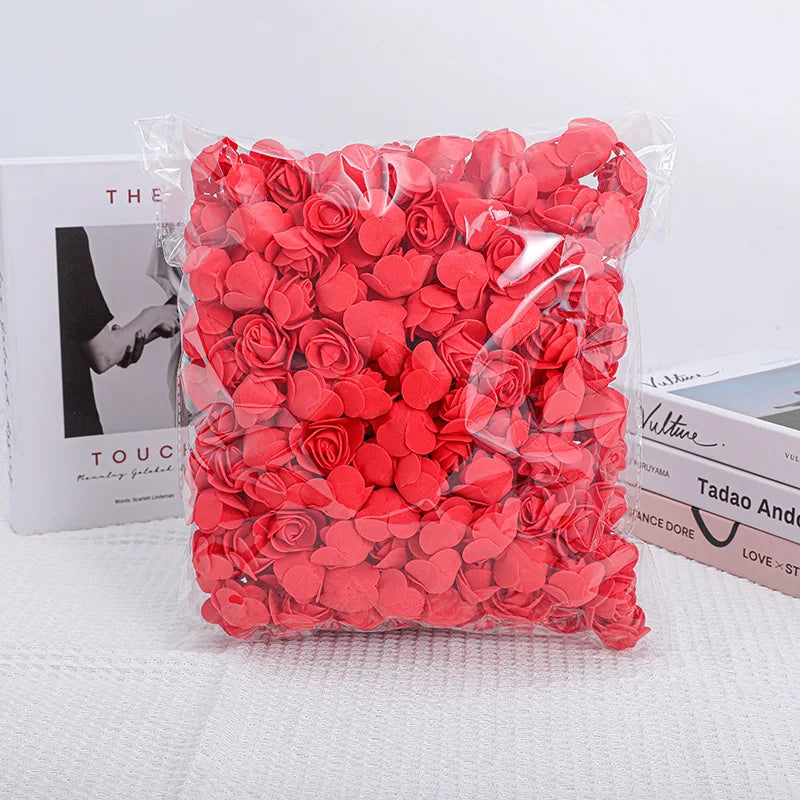 100/500pcs 3.5cm Artificial Rose Heads Foam Rose Artificial Flowers for Rose Bear Valentine Gift Wedding Party