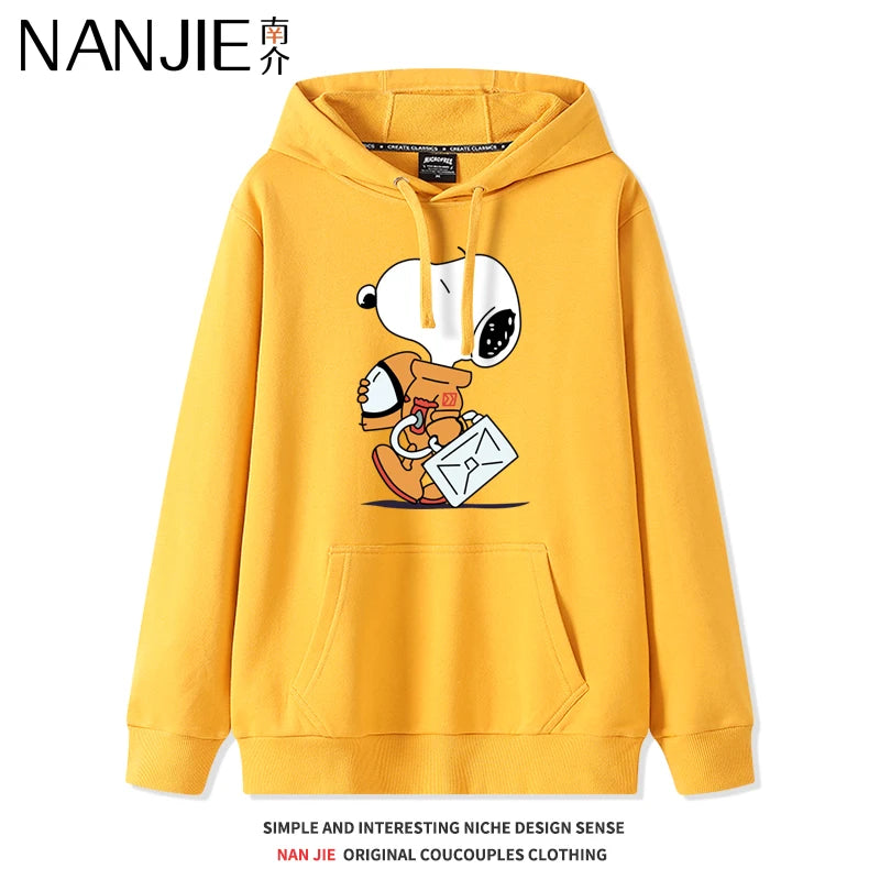 New Cartoon Snoopy Print Pullover Hooded Sweetheart Women's Cute Cartoon Loose Top Coat Hoodie Couple Casual Versatile Fashion