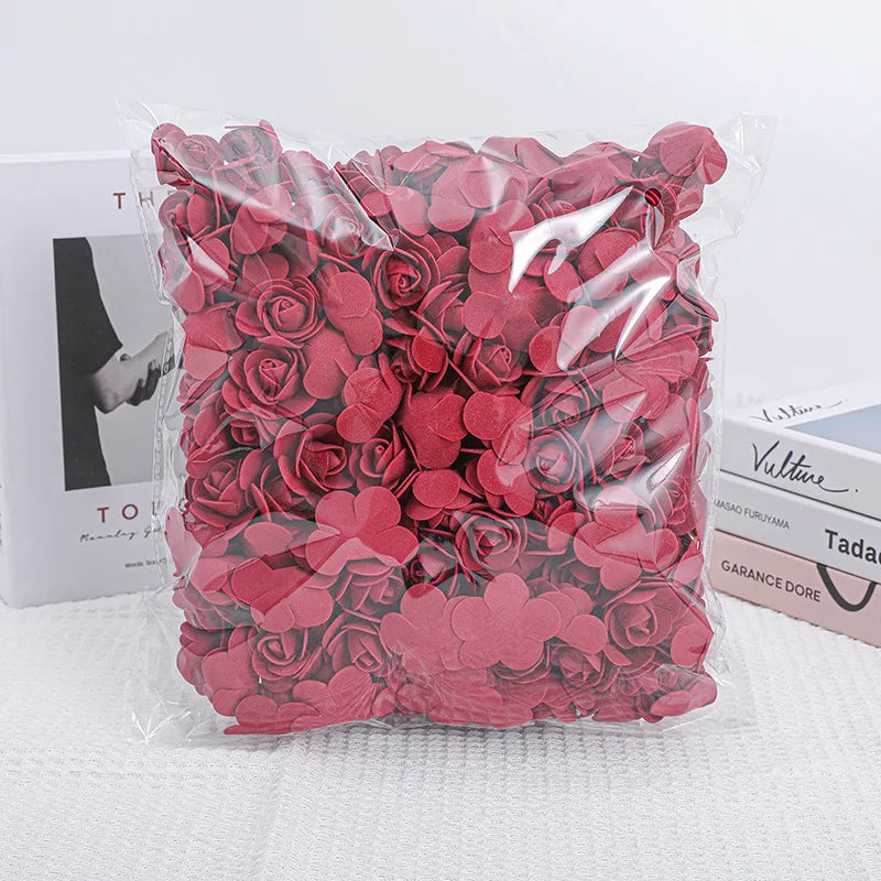 100/500pcs 3.5cm Artificial Rose Heads Foam Rose Artificial Flowers for Rose Bear Valentine Gift Wedding Party