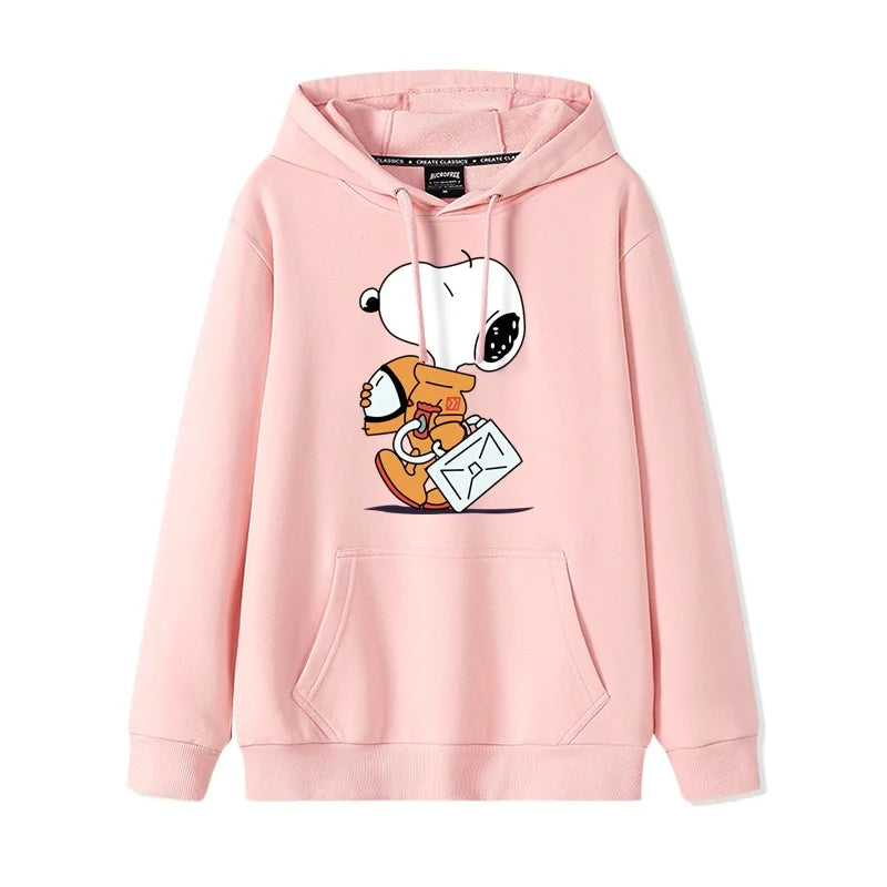 New Cartoon Snoopy Print Pullover Hooded Sweetheart Women's Cute Cartoon Loose Top Coat Hoodie Couple Casual Versatile Fashion