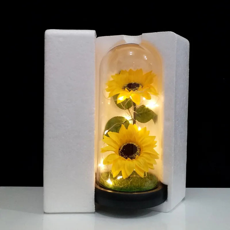 Mothers Day Rose Gifts for Mom, Galaxy Glass Rose Forever Eternal Crystal Flower Light Up Rose in Glass Dome with Butterfly Moth