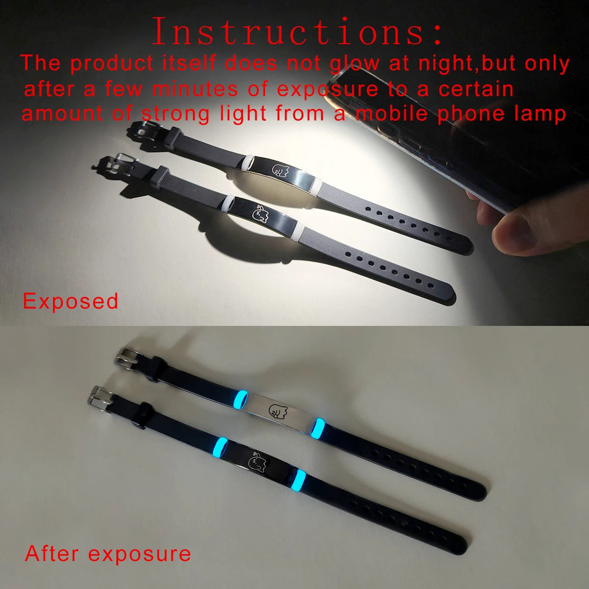 2 pieces/set Luminous accessories Cute fairy hand compared to mood Couple bracelet Ladies Fashion promise silicone bracelet