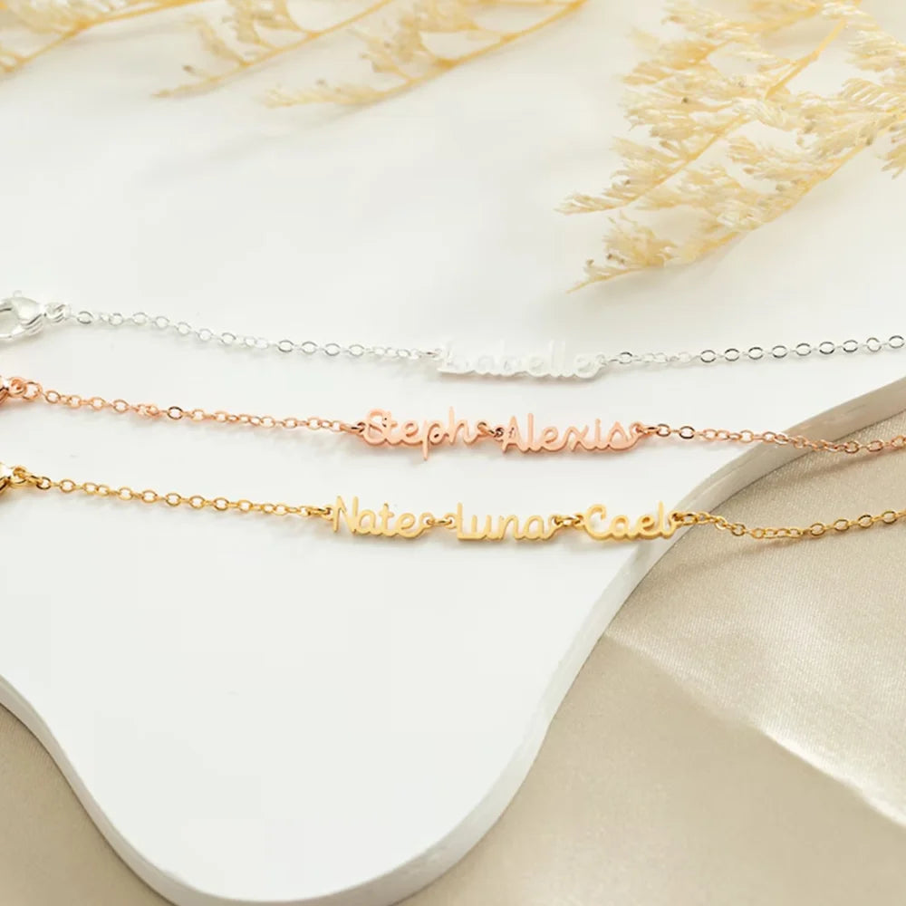 Custom 1-3 Name Bracelet Sisters Bracelet Family Member Bracelet Fashion Simple Stainless Steel Jewelry Bracelet