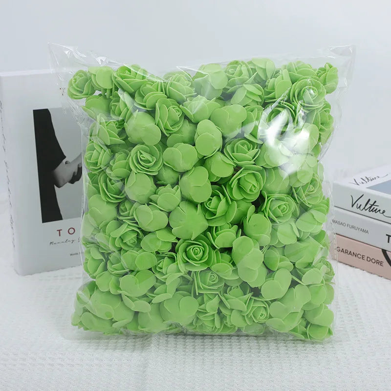 100/500pcs 3.5cm Artificial Rose Heads Foam Rose Artificial Flowers for Rose Bear Valentine Gift Wedding Party