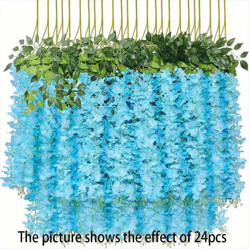 12pcs Wisteria Vine Artificial Flowers Wholesale Trailing Fake String for Home Wedding Party Decor Silk