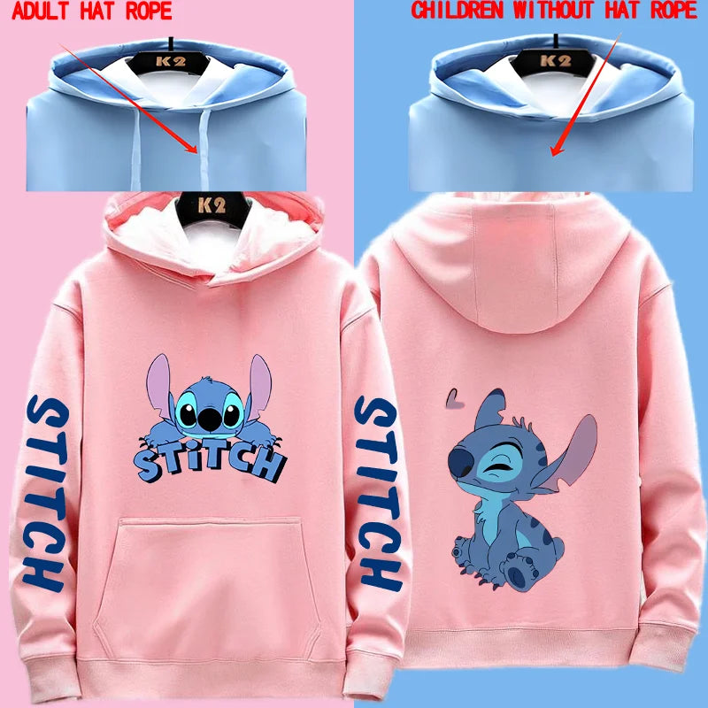 Miniso Funny Anime Autum Winter Men Women Hoodie Children Clothe Kid Girl Boy Lilo and Stitch Sweatshirt Manga Hoody Baby Casual