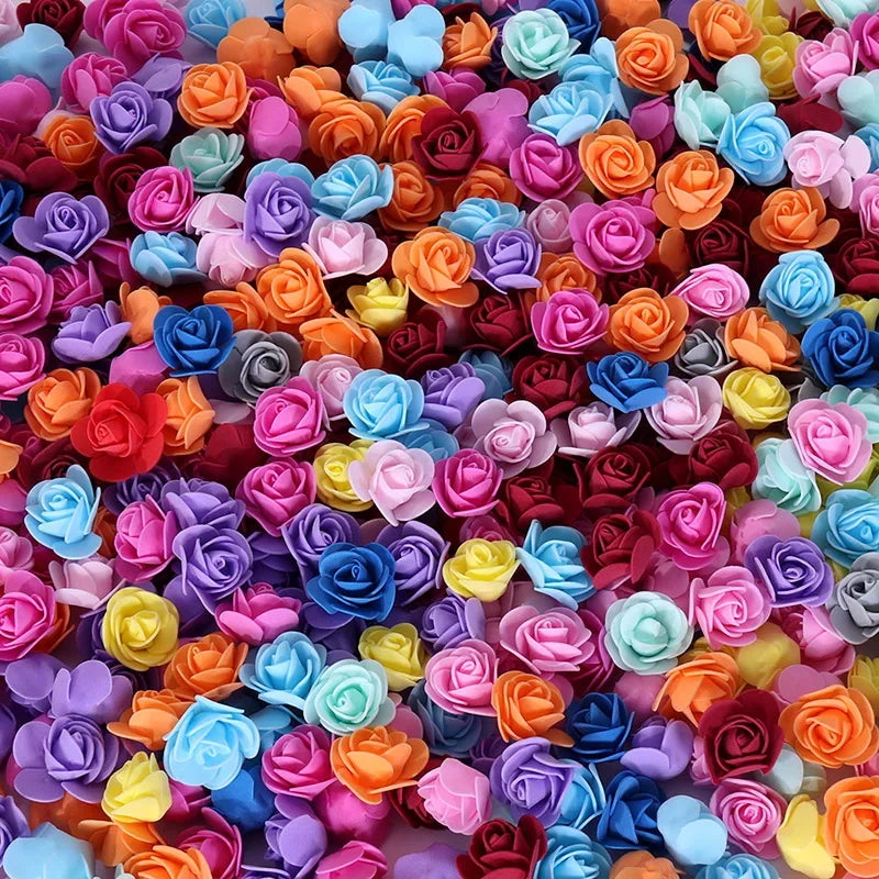 100/500pcs 3.5cm Artificial Rose Heads Foam Rose Artificial Flowers for Rose Bear Valentine Gift Wedding Party