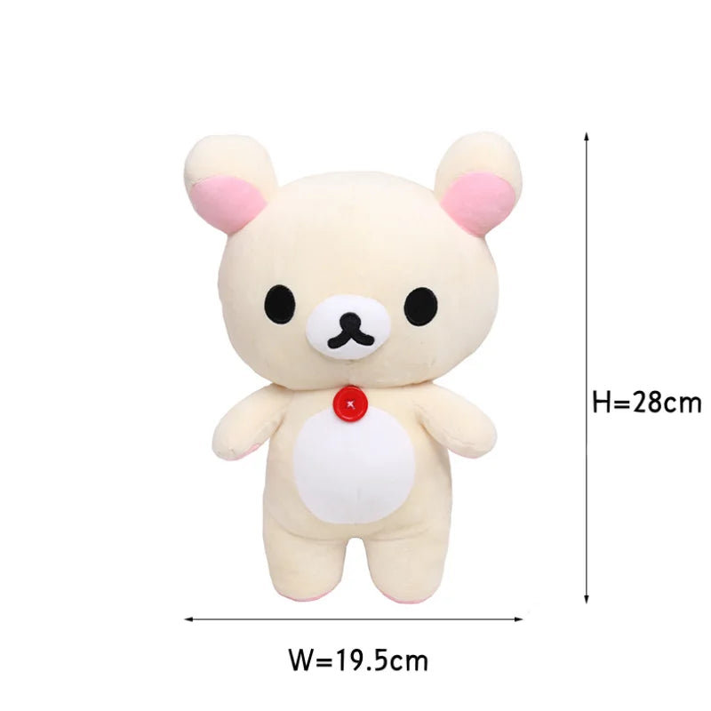 New Strawberry Rilakkuma Plush Toy Cute Soft Teddy Bear Stuffed Doll Cartoon White Brown Couple Friends Birthday Gift for Kids