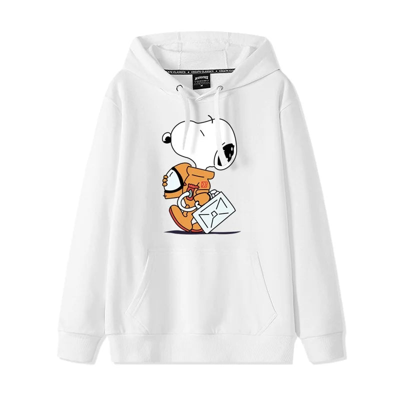 New Cartoon Snoopy Print Pullover Hooded Sweetheart Women's Cute Cartoon Loose Top Coat Hoodie Couple Casual Versatile Fashion
