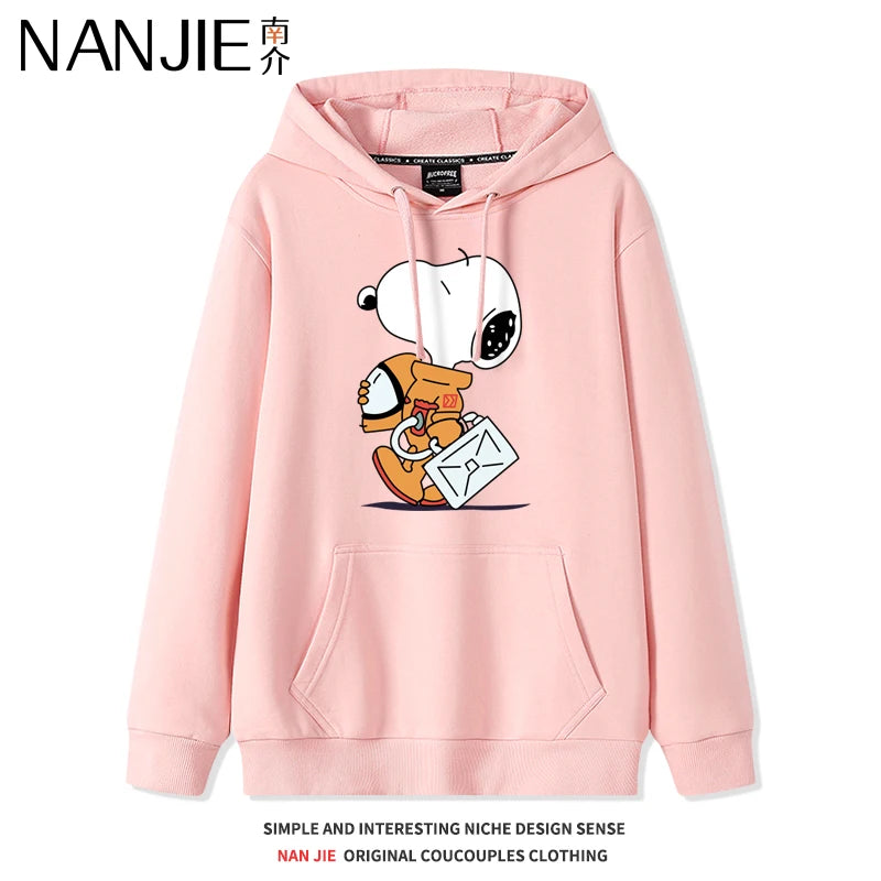 New Cartoon Snoopy Print Pullover Hooded Sweetheart Women's Cute Cartoon Loose Top Coat Hoodie Couple Casual Versatile Fashion