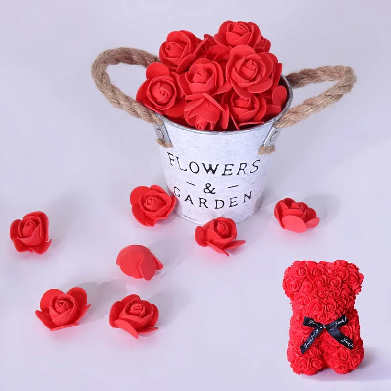 100/500pcs 3.5cm Artificial Rose Heads Foam Rose Artificial Flowers for Rose Bear Valentine Gift Wedding Party