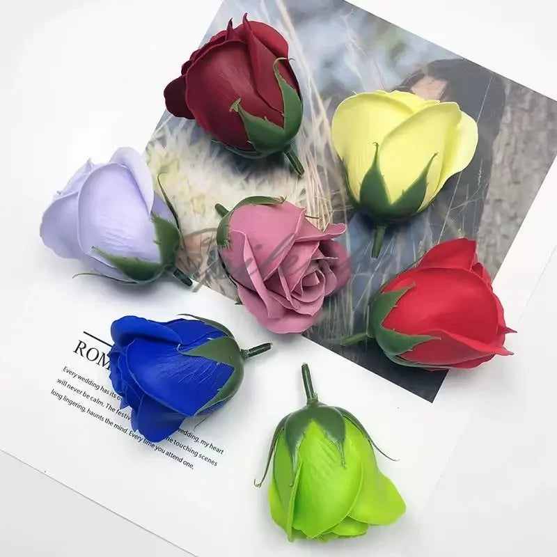 50pcs/lot Artificial Flower Roses Heads Dia4.5cm Beauty Wedding Valentine's Day Gift Roses Bouquet Home Party Decoration Flowers