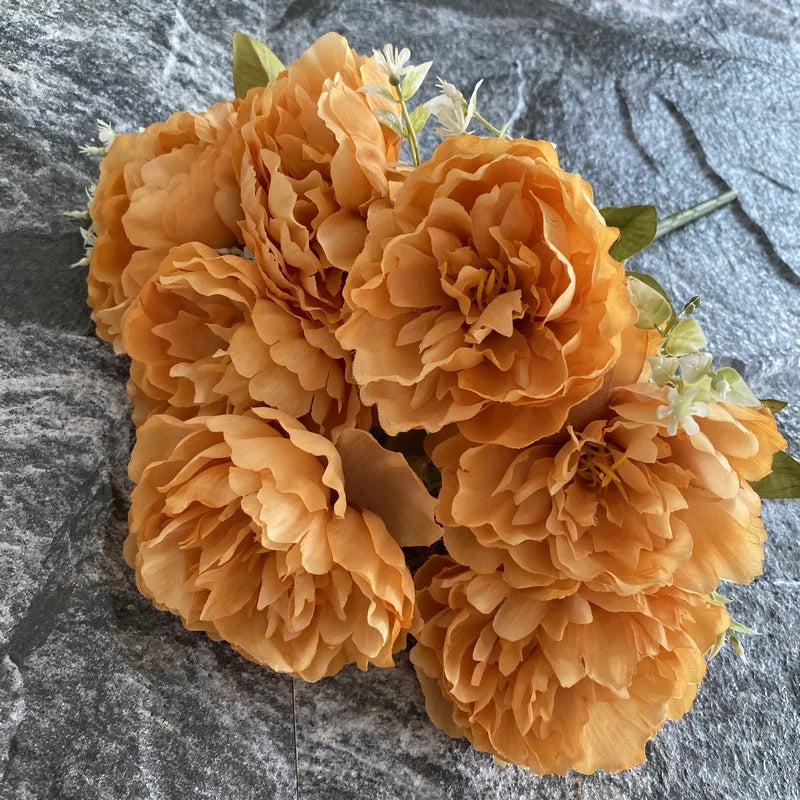 42CM New 7-head Peony Flower Simulation Bouquet Living Room Home Decoration Indoor Wedding Table Fake Artificial Flowers Cheap
