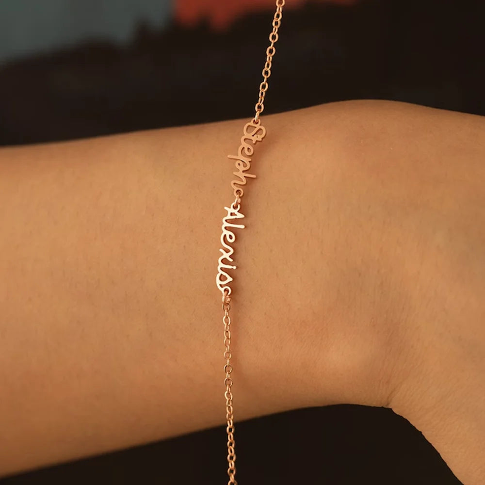 Custom 1-3 Name Bracelet Sisters Bracelet Family Member Bracelet Fashion Simple Stainless Steel Jewelry Bracelet