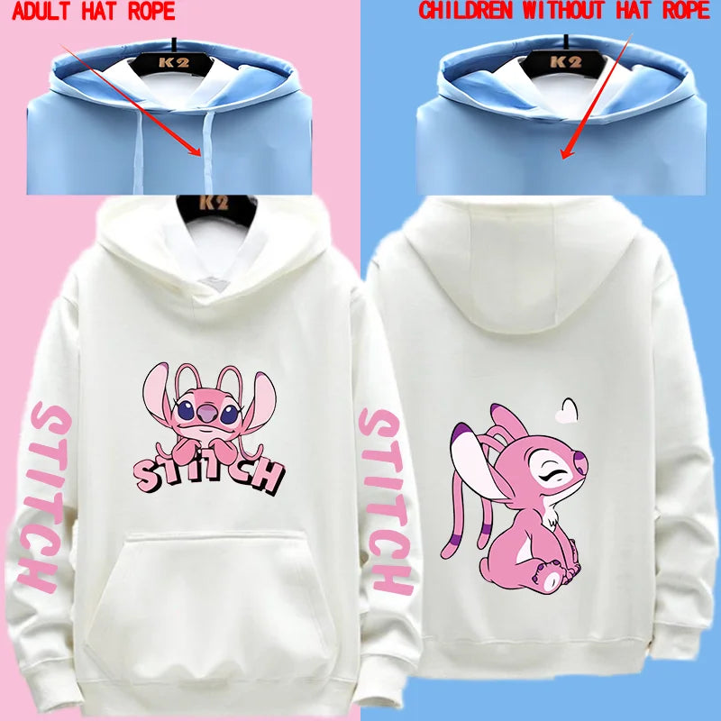 Miniso Funny Anime Autum Winter Men Women Hoodie Children Clothe Kid Girl Boy Lilo and Stitch Sweatshirt Manga Hoody Baby Casual