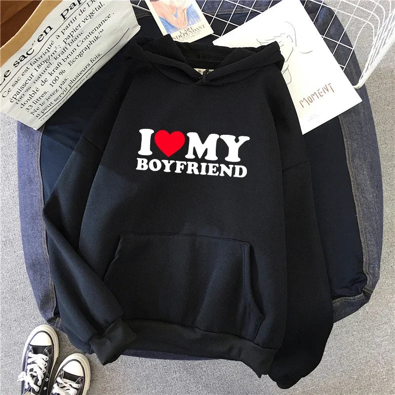2025 Hot Sale Couple Hoodie Classic Love BF GF Printed Sweatshirt All Season Man Woman Home Outdoor Casual Sporty Loose Pullover