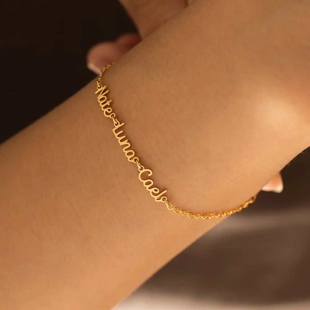 Custom 1-3 Name Bracelet Sisters Bracelet Family Member Bracelet Fashion Simple Stainless Steel Jewelry Bracelet