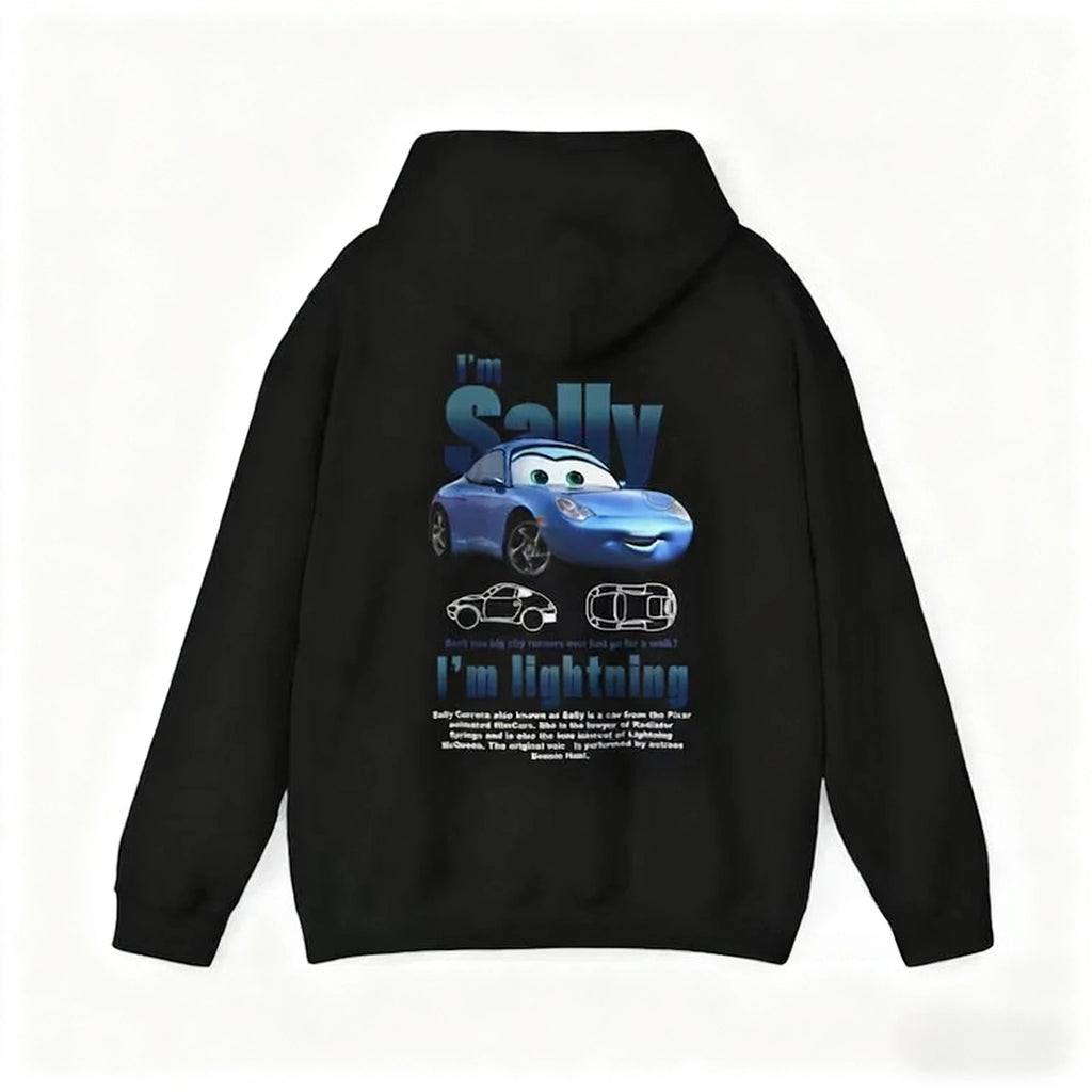 Harajuku Men Women Sally I'm Lightning Cars McQueen Graphic Hoodies Accessories Couple Top Pullover Sweatshirt Harajuku Clothing