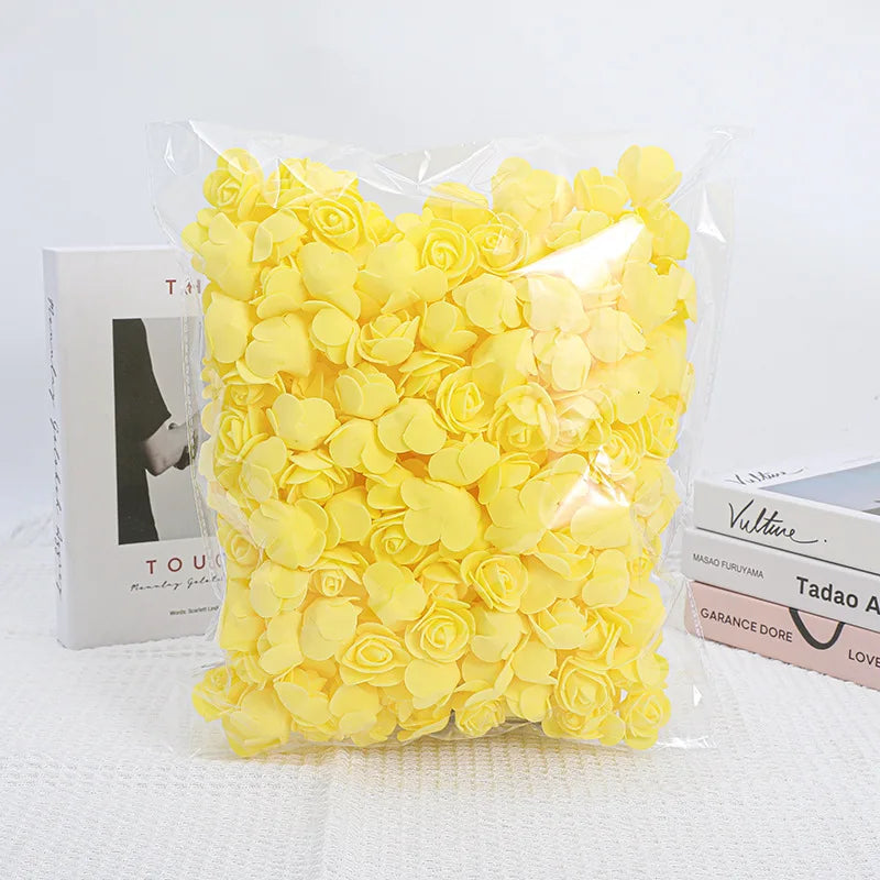 100/500pcs 3.5cm Artificial Rose Heads Foam Rose Artificial Flowers for Rose Bear Valentine Gift Wedding Party