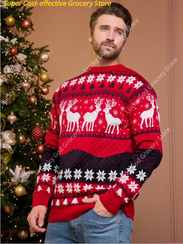 Hot deals Winter Couples Kids Christmas Sweaters Family Matching Outfits Soft Knitwear  Look Pullover