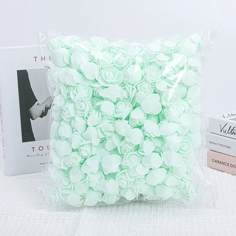 100/500pcs 3.5cm Artificial Rose Heads Foam Rose Artificial Flowers for Rose Bear Valentine Gift Wedding Party