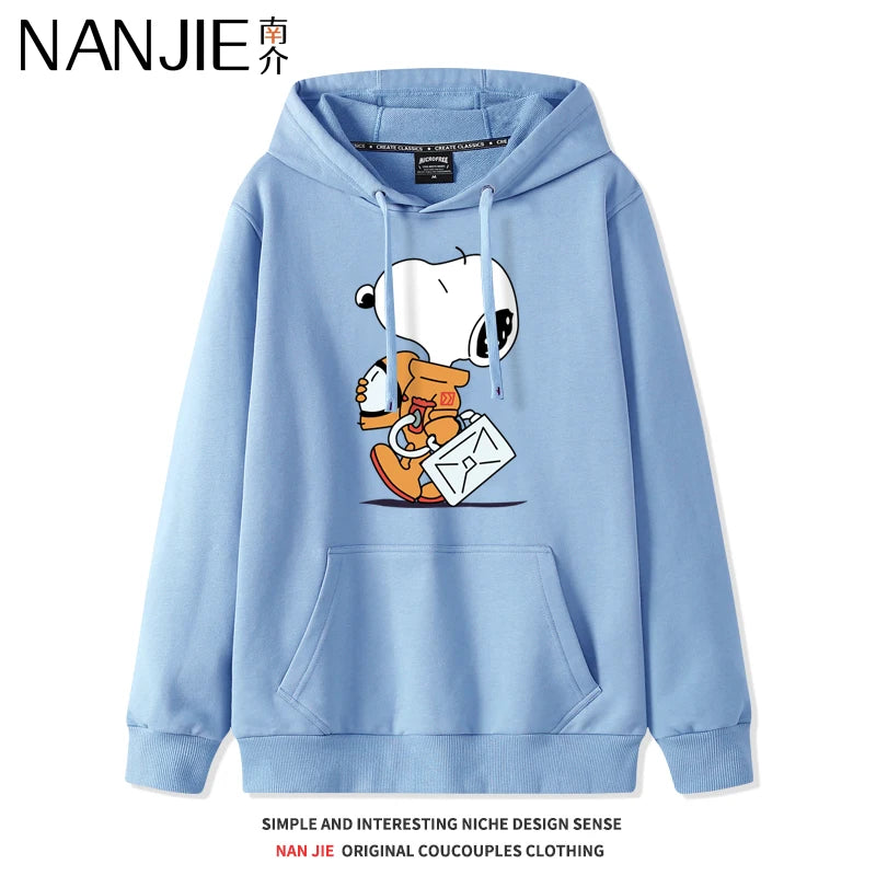 New Cartoon Snoopy Print Pullover Hooded Sweetheart Women's Cute Cartoon Loose Top Coat Hoodie Couple Casual Versatile Fashion