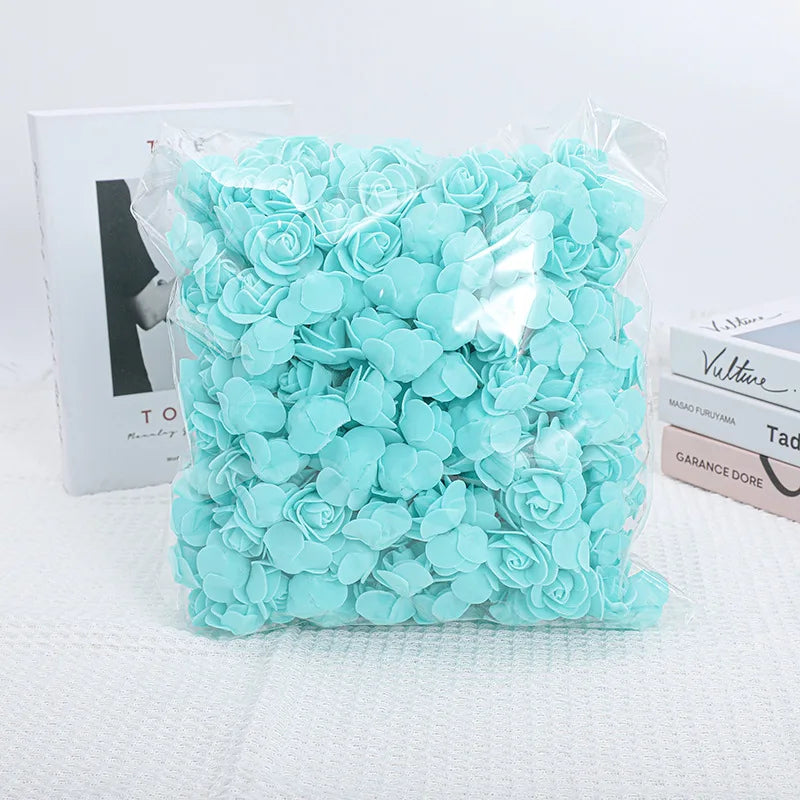100/500pcs 3.5cm Artificial Rose Heads Foam Rose Artificial Flowers for Rose Bear Valentine Gift Wedding Party