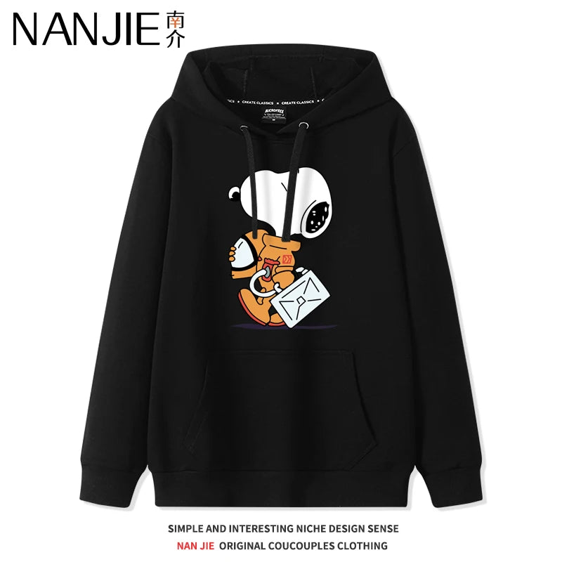 New Cartoon Snoopy Print Pullover Hooded Sweetheart Women's Cute Cartoon Loose Top Coat Hoodie Couple Casual Versatile Fashion