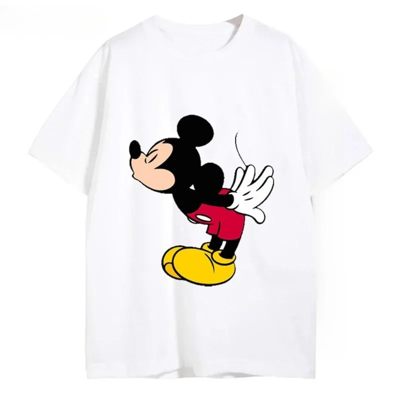 Mickey Minnie Cotton T-Shirt Women Men Disney Couple O-Neck Tops Tees Valentines Day Fashion Clothing Daily Casual Streetwear